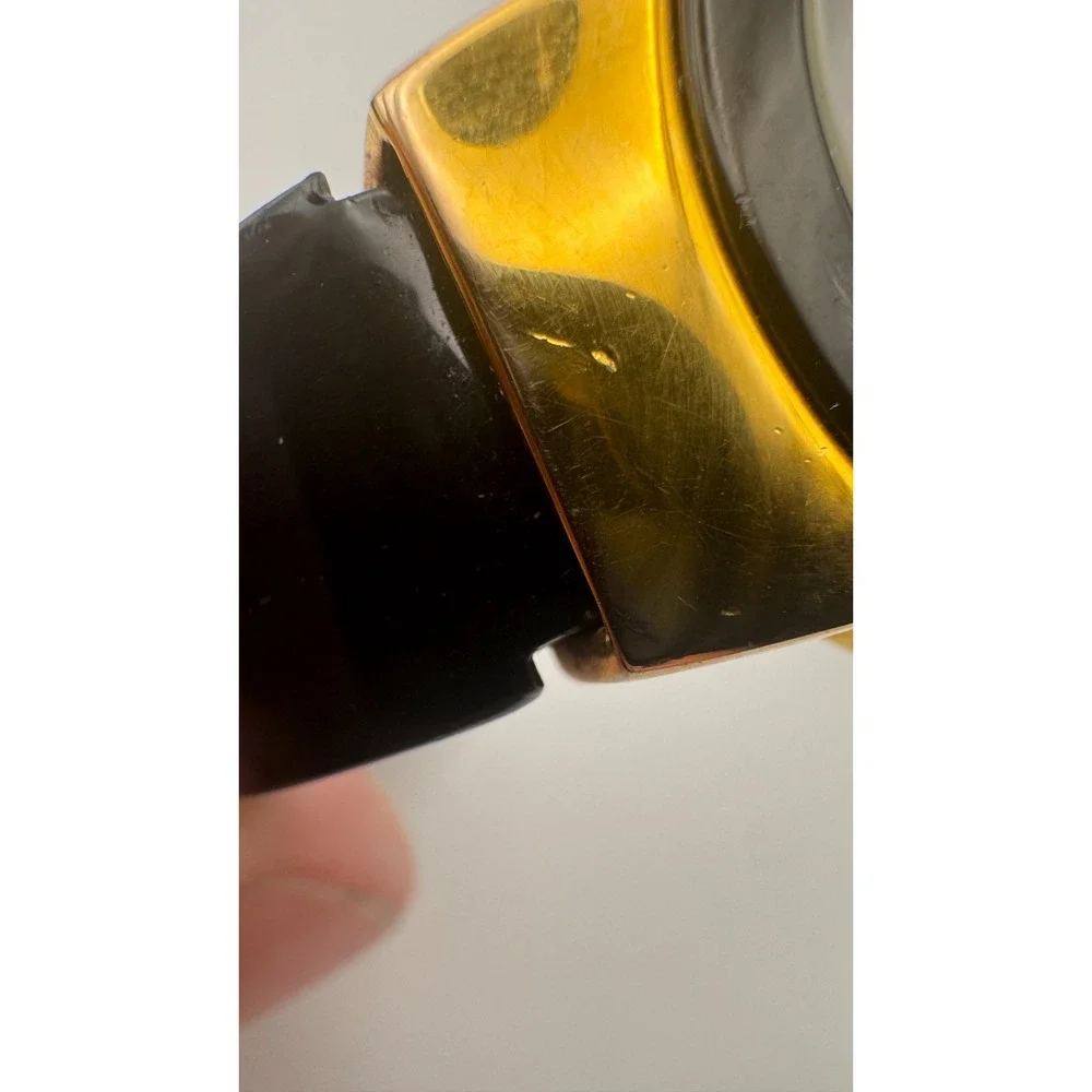 Vintage Joan Rivers Watch Bangle Classics Black Lucite Cuff Gold Tone READ
